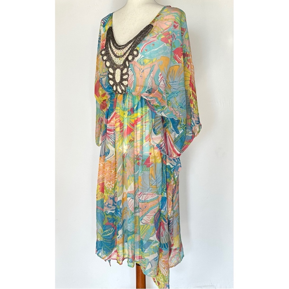 SOL & MER Embellished Crochet Sheer Swim Cover Up Size L-XL